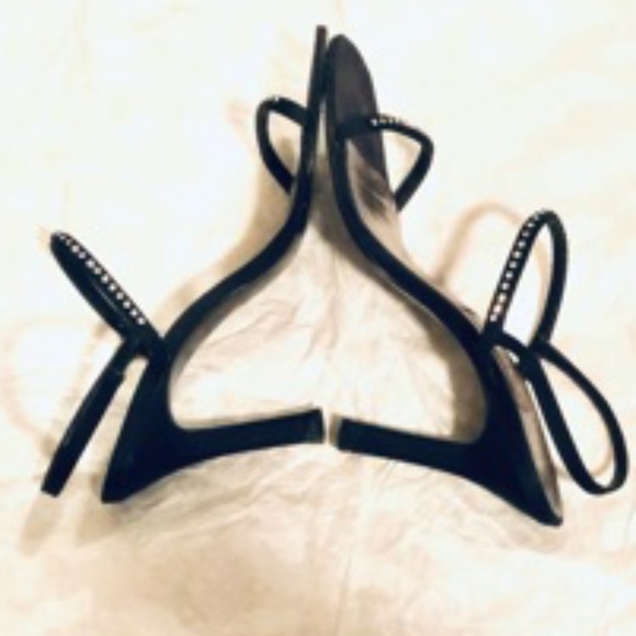 Rhinestone & Black Satin 4" Heels - Picture 8 of 14